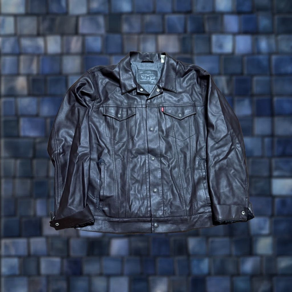 Levi's Levi's Jacket Trucker Motorcycle Faux Leather Brown XL Regular Mens Size XL FLAW Size US XL / EU 56 / 4 - 1 Thumbnail
