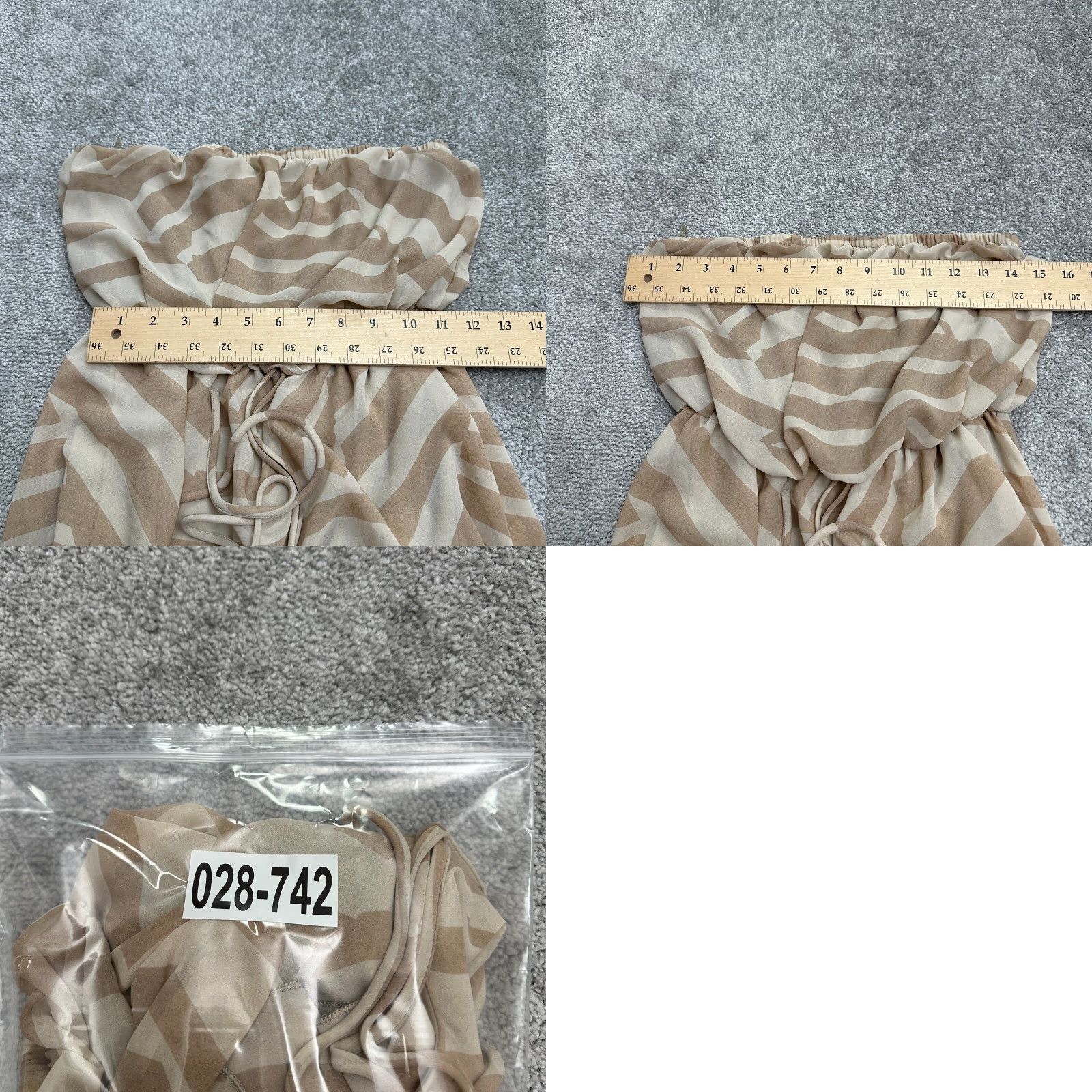 Vintage Poetry Dress Hi-Low Strapless Womens Large Brown Geometric Casual Summer Beach Size L / US 10 / IT 46 - 8 Thumbnail