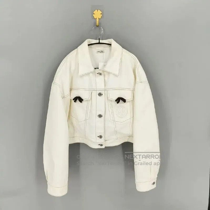Miu Miu Miu Miu White Denim Jacket for Women . Size XL / US 12-14 / IT 48-50 - 1 Thumbnail