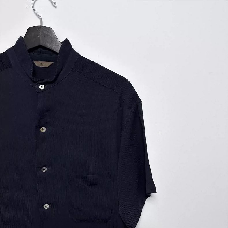 Yohji Yamamoto Yohji Yamamoto size os Blue Stripe Short Sleeve Shirt 2505 Size US M / EU 48-50 / 2 - 2 Thumbnail