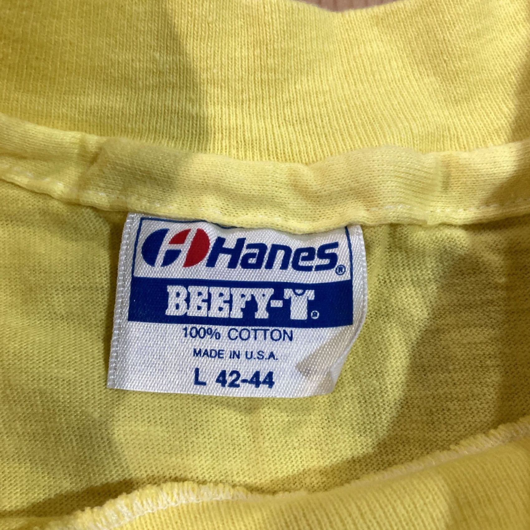 Hanes VINTAGE Lotus Car Club T Shirt Hanes Beefy-T L Yellow Men 90s Stitch Boys Mens Shirts Size US L / EU 52-54 / 3 - 3 Thumbnail