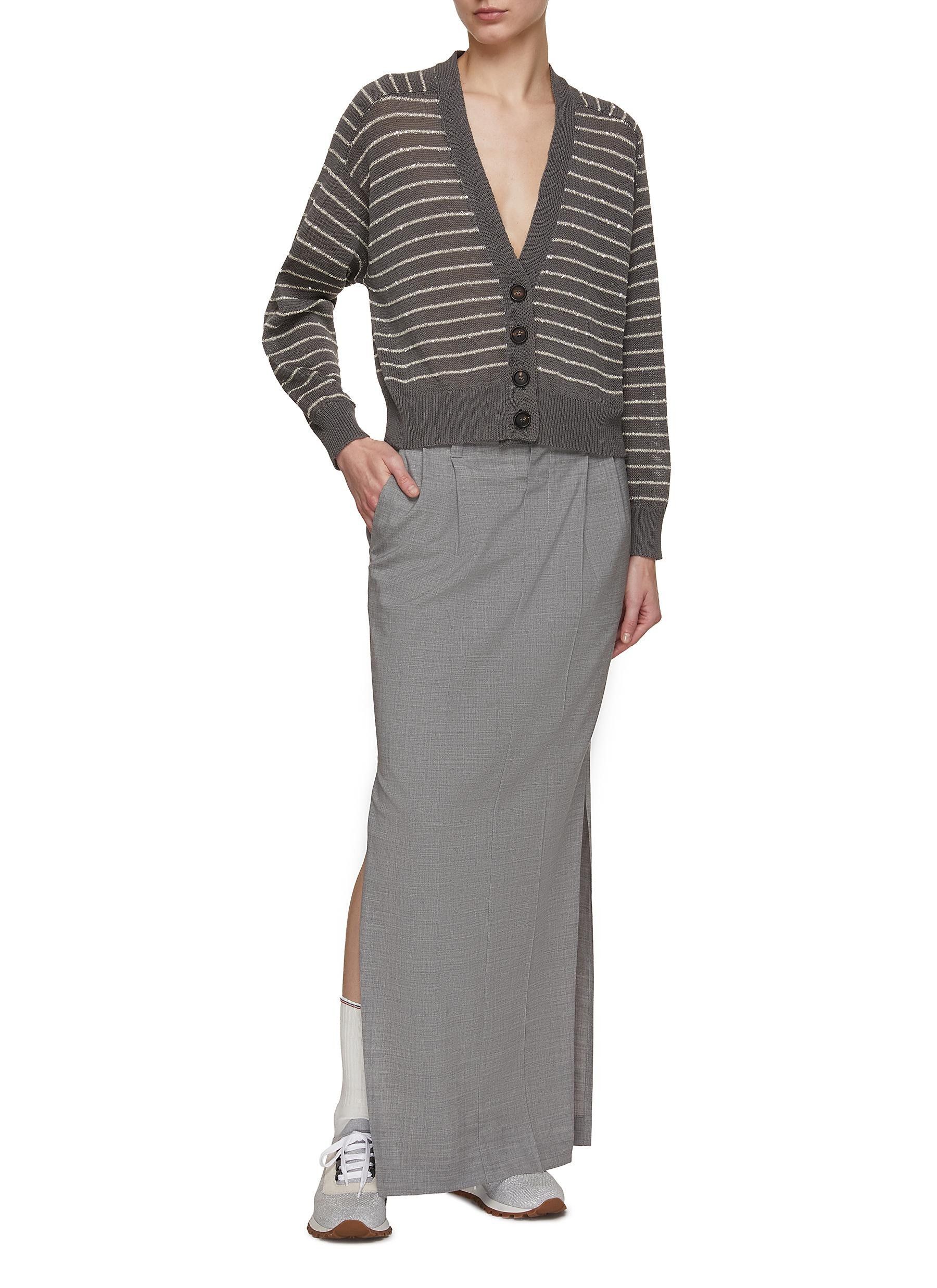 Brunello Cucinelli o1y0725 Maxi Skirt in Gray Size 27" / US 4 / IT 40 - 2 Thumbnail