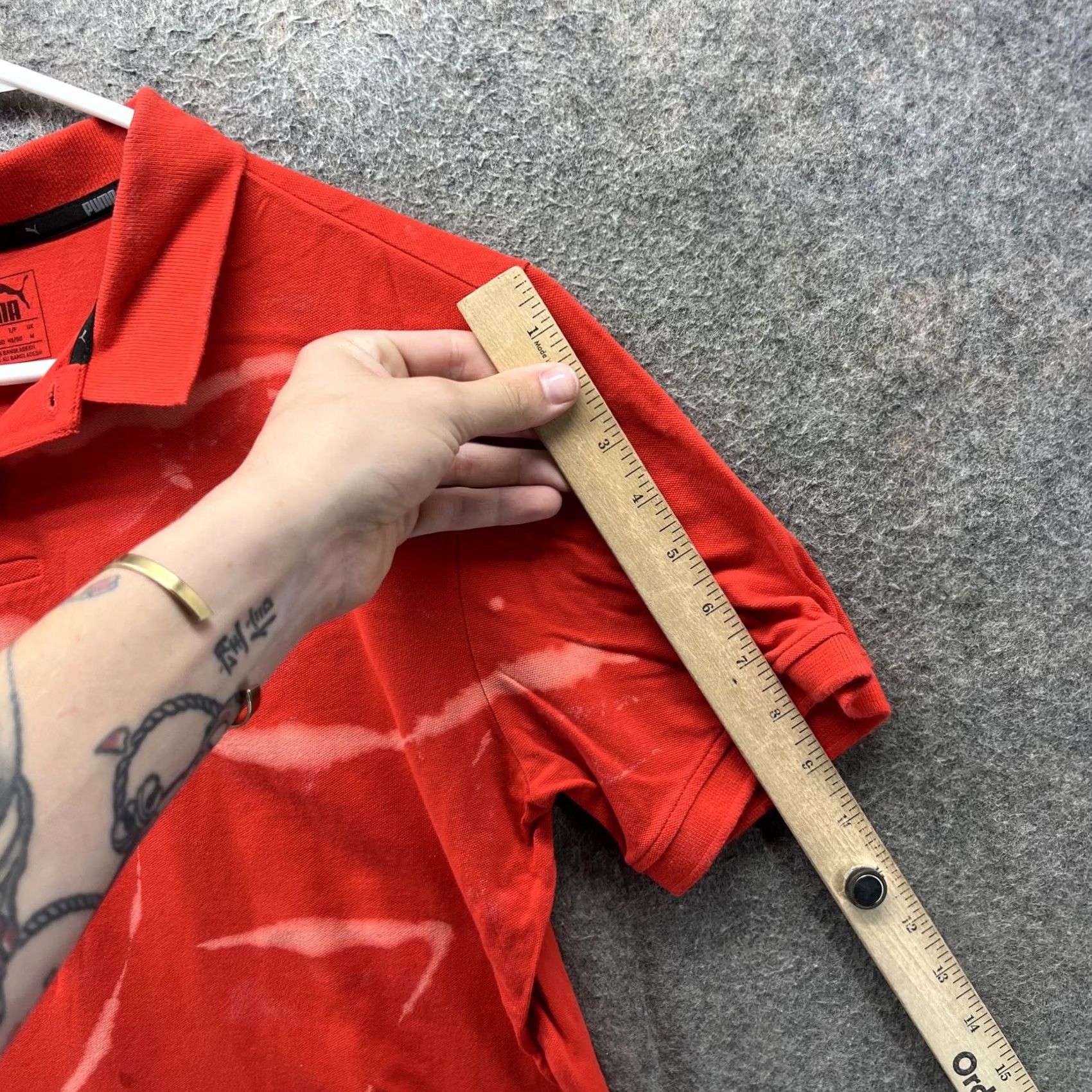 Puma Puma Polo Shirt Mens M Red Short Sleeve Casual Bleach Stained Flawed Size US M / EU 48-50 / 2 - 4 Thumbnail