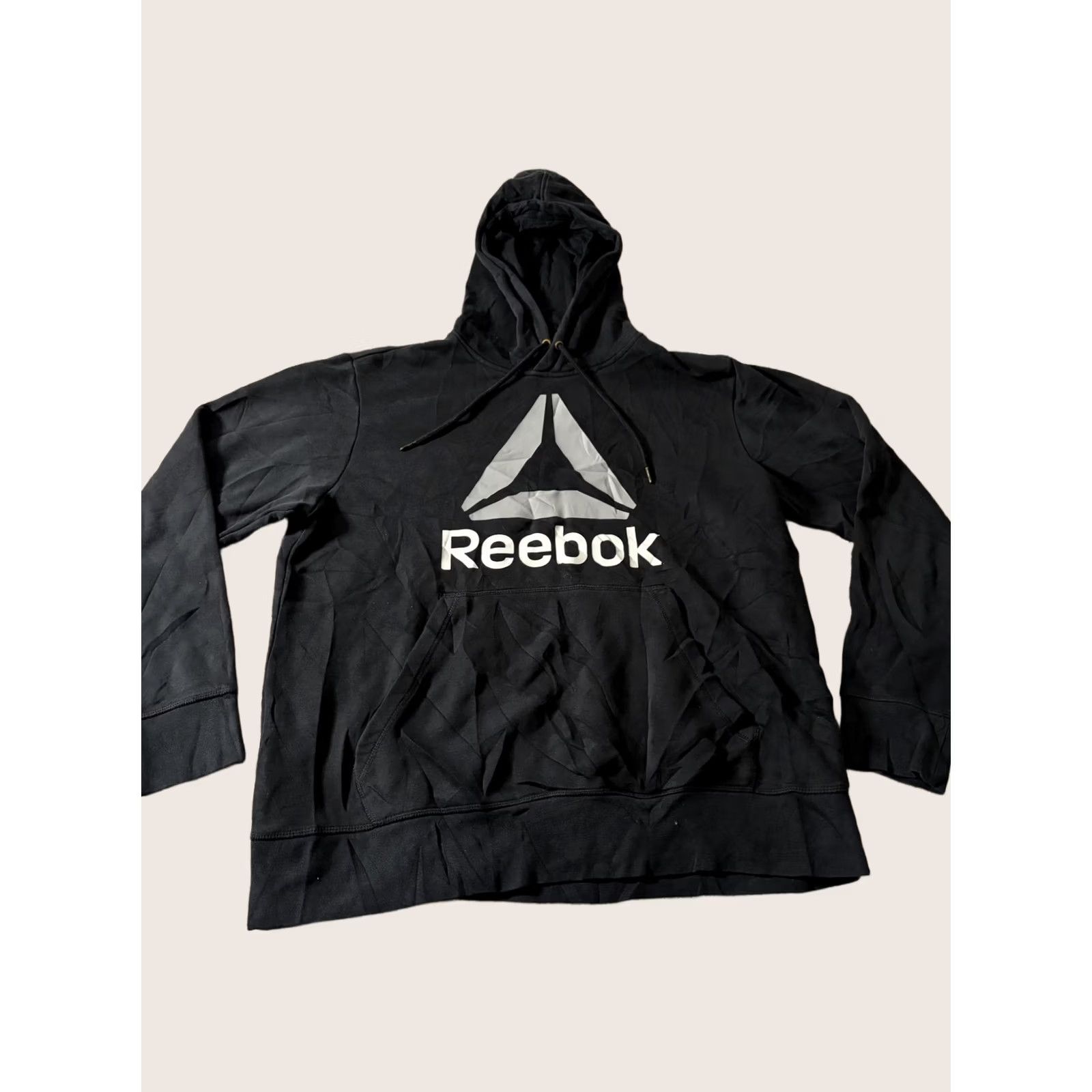 Reebok Reebok Hoodie Mens L Black Large Front Logo Graphic Print Pullover Fleece Sweatshirt Sports Size US L / EU 52-54 / 3 - 1 Thumbnail