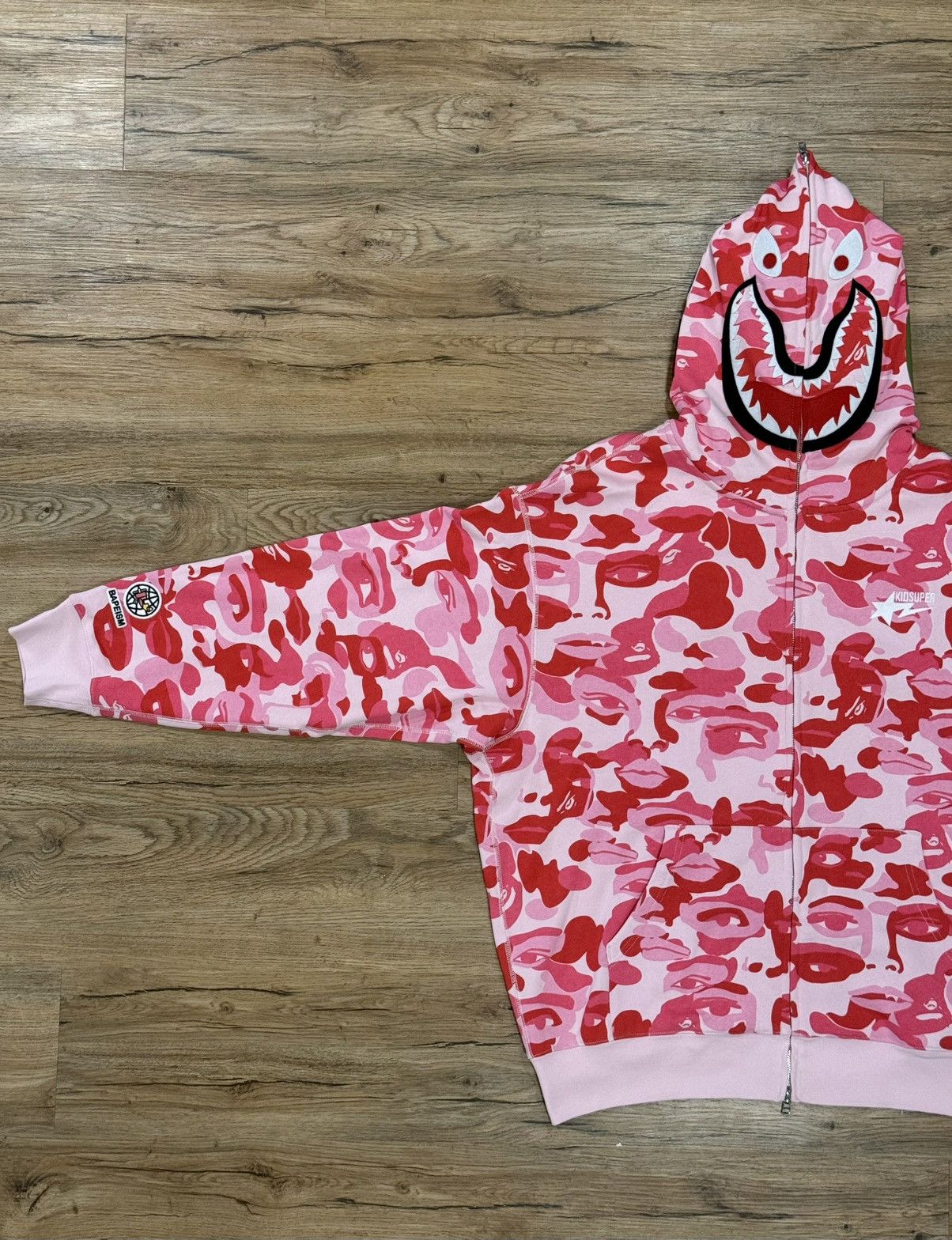 Bape BAPE x KidSuper Full Zip Shark Hoodie – Pink Camo Size US XXL / EU 58 / 5 - 5 Thumbnail