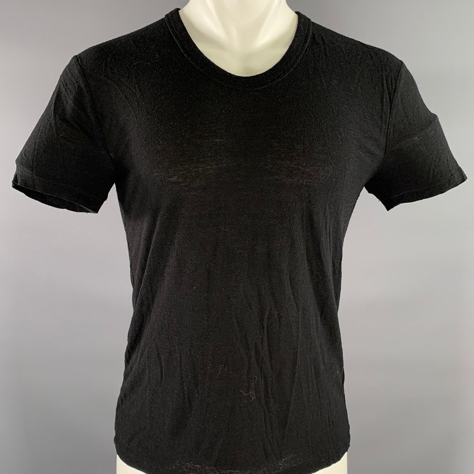 Alexander Wang ALEXANDER WANG Black Textured Silk Rayon See Through T-shirt Size XS / US 0-2 / IT 36-38 - 1 Thumbnail