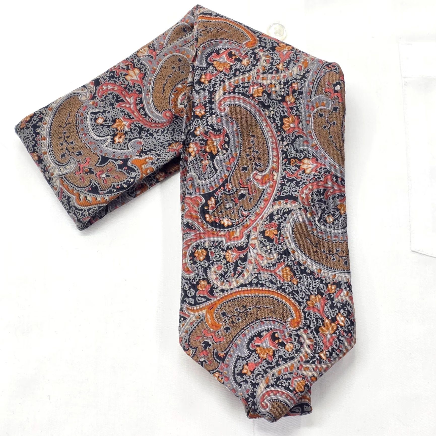 Pierre Cardin VINTAGE Pierre Cardin Necktie Mens Brown Silk 1970s Paisley Designer Stylish Tie Size ONE SIZE - 7 Thumbnail