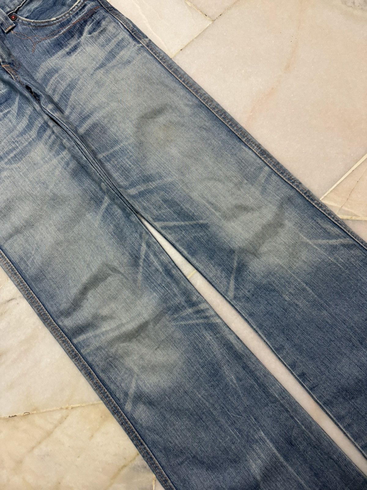 Edwin ⚡️FLARED⚡️VINTAGE EDWIN BLUE TRIP 503 RARE HONEYCOMB MUDPUNK Size US 29 - 6 Thumbnail