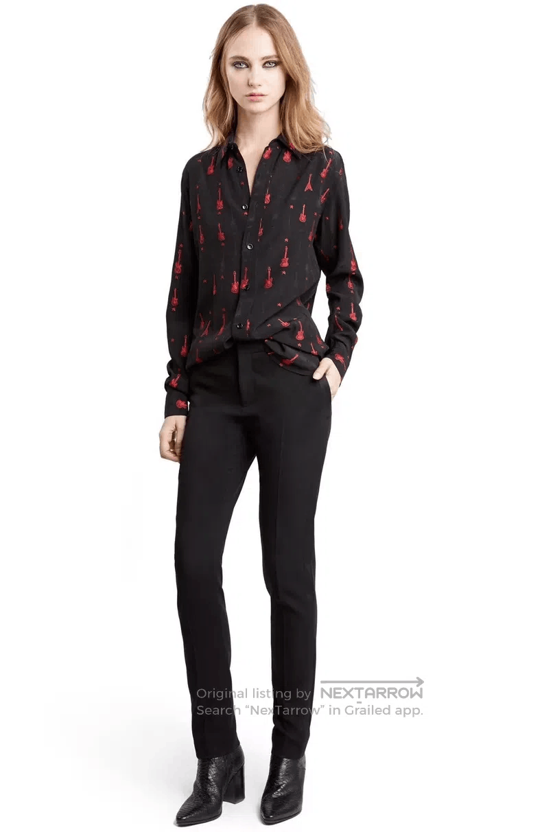 Saint Laurent Paris Saint Laurent Paris Size 41 Mulberry Silk Black and Red St Size US M / EU 48-50 / 2 - 8 Thumbnail