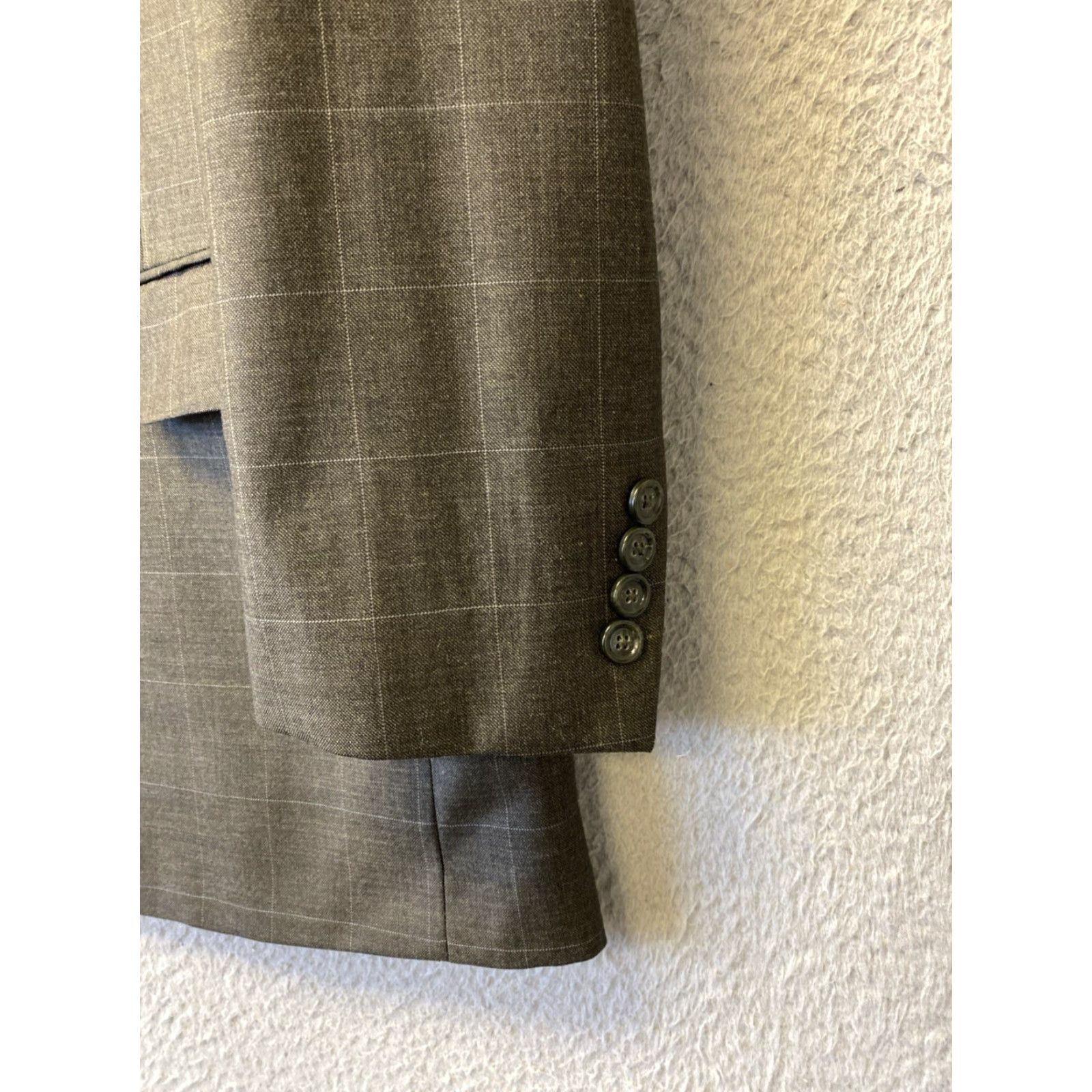 Jos. A. Bank Jos. A. Bank 42R Wool Blend Suit Pants 36 Jacket Dark Green Gray Plaid Size 42R - 5 Thumbnail