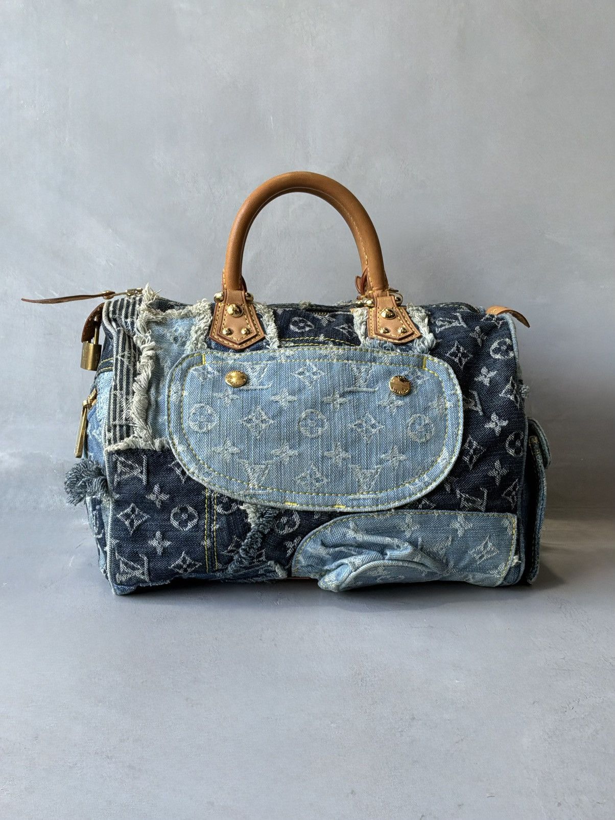 Louis Vuitton 2007 Louis Vuitton - Denim Patchwork Speedy 30 Size ONE SIZE - 2 Thumbnail