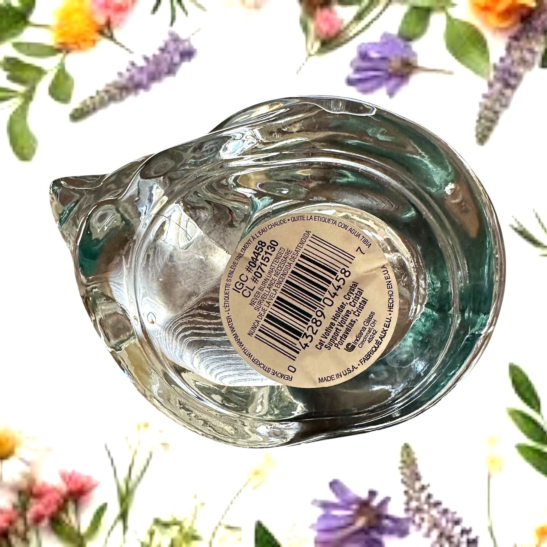 Handmade × Vintage Vintage Indiana Glass Cat Votive Holder Clear Crystal With C Size ONE SIZE - 11 Thumbnail