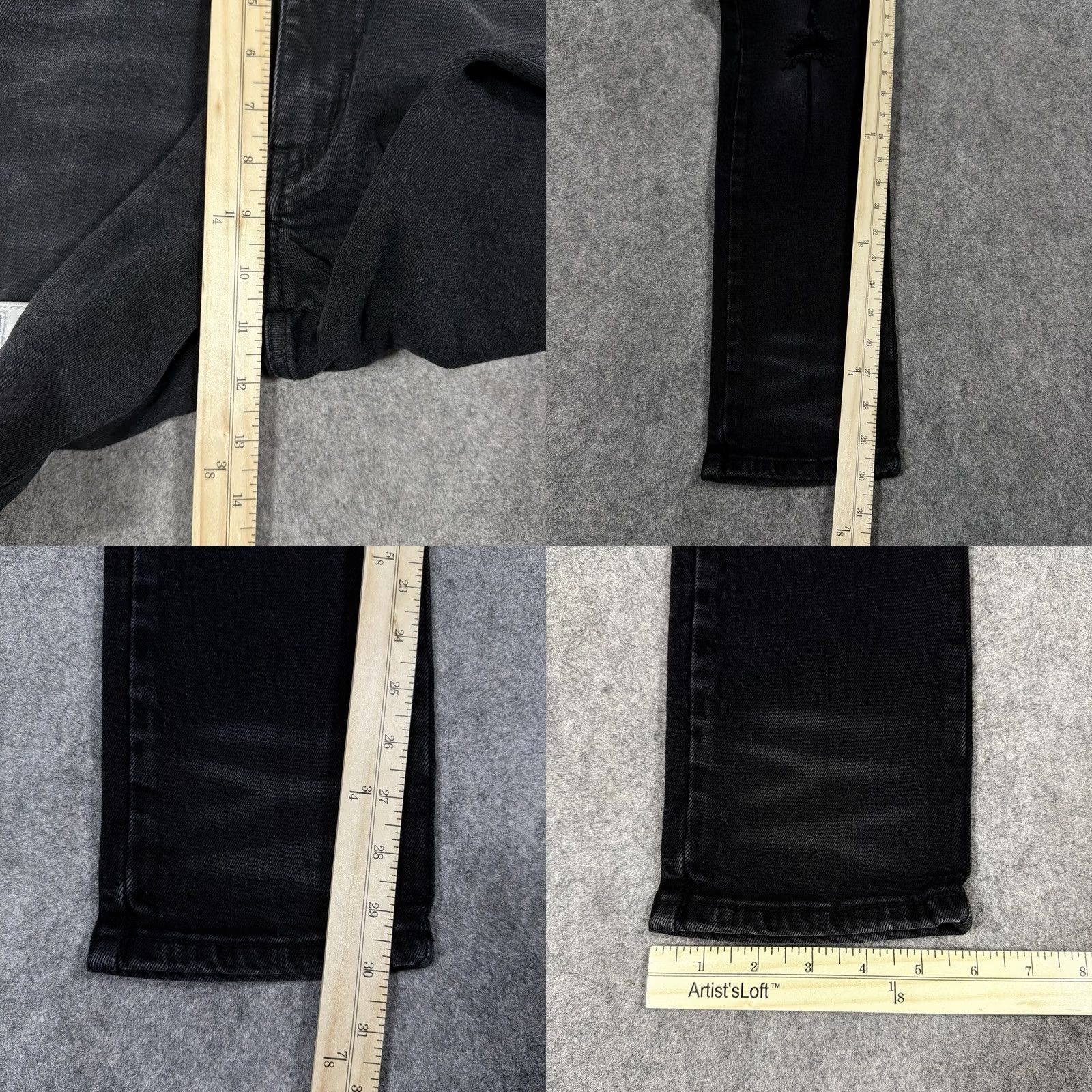 Vintage Homme Femme Patched Distressed Jean Men's Size 34 Black Denim Wear 5-Pocket Regular Rise 10-12in Inseam 30in Charcoal Wash Vintage No Mens Jeans Size US 34 / EU 50 - 9 Thumbnail