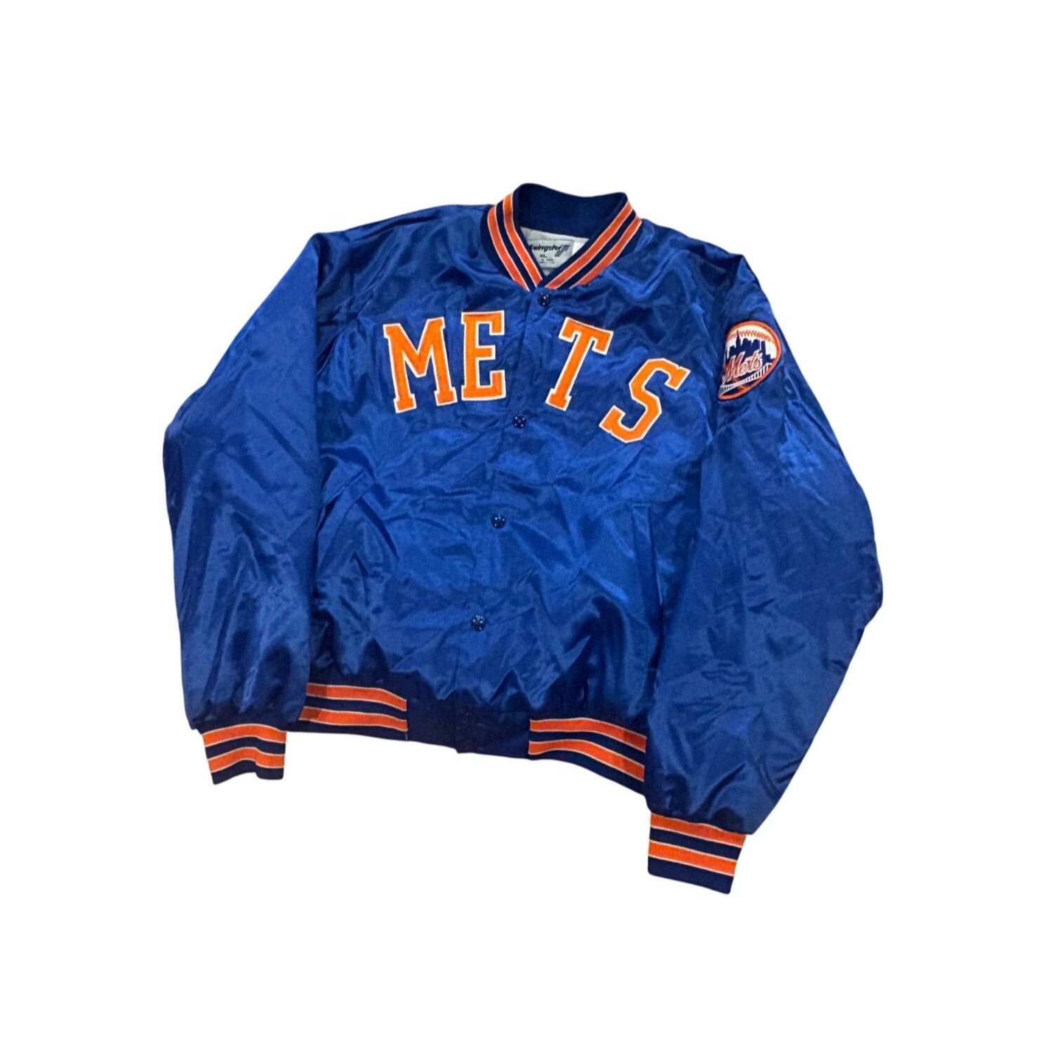 Swingster Vintage 80s Swingster New York Mets Spellout MLB Satin Bombe Size US XL / EU 56 / 4 - 4 Thumbnail