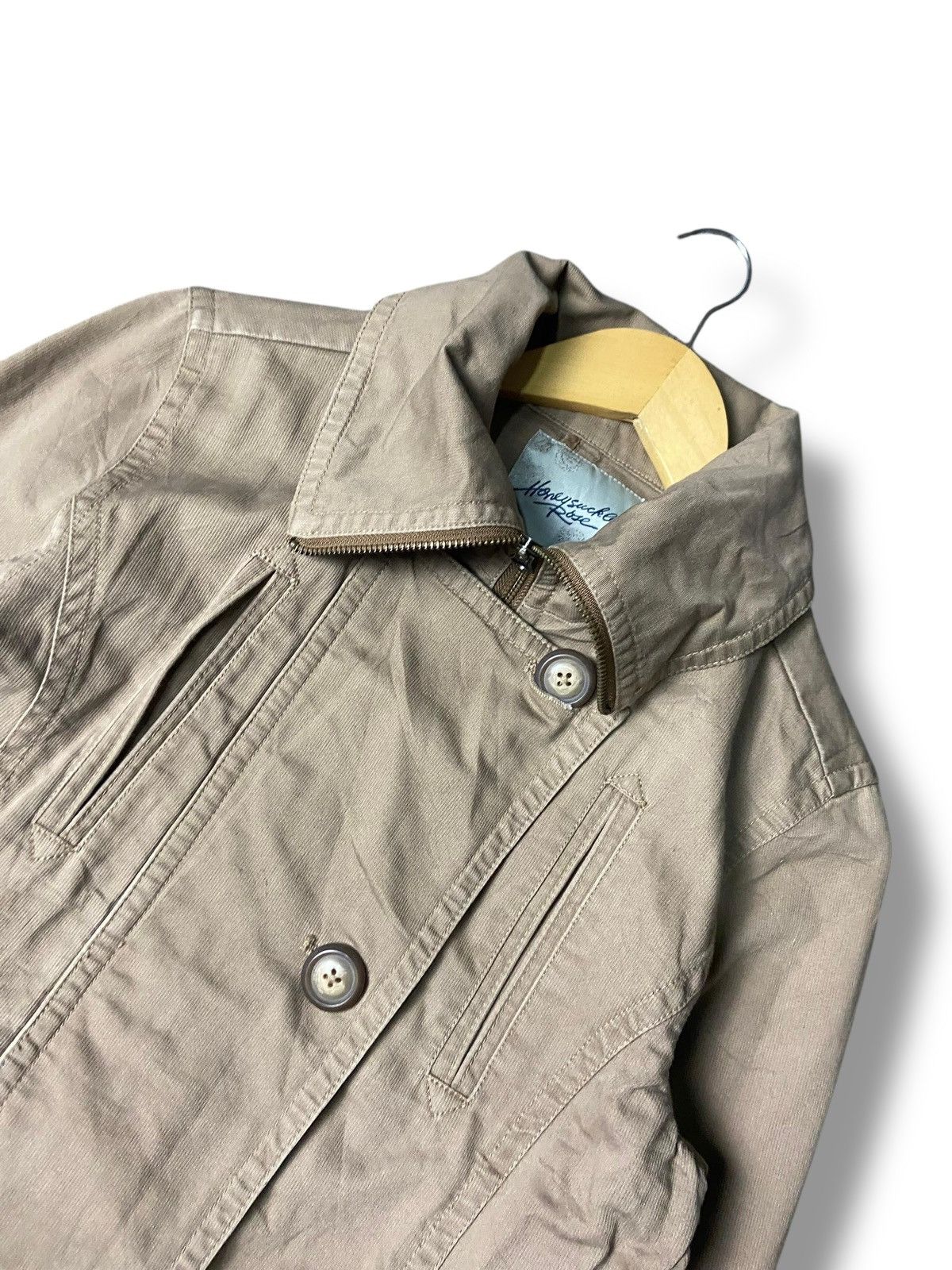 Japanese Brand Vintage Honeysuckle Rose Belted Trench Coat (166) Size L / US 10 / IT 46 - 4 Thumbnail