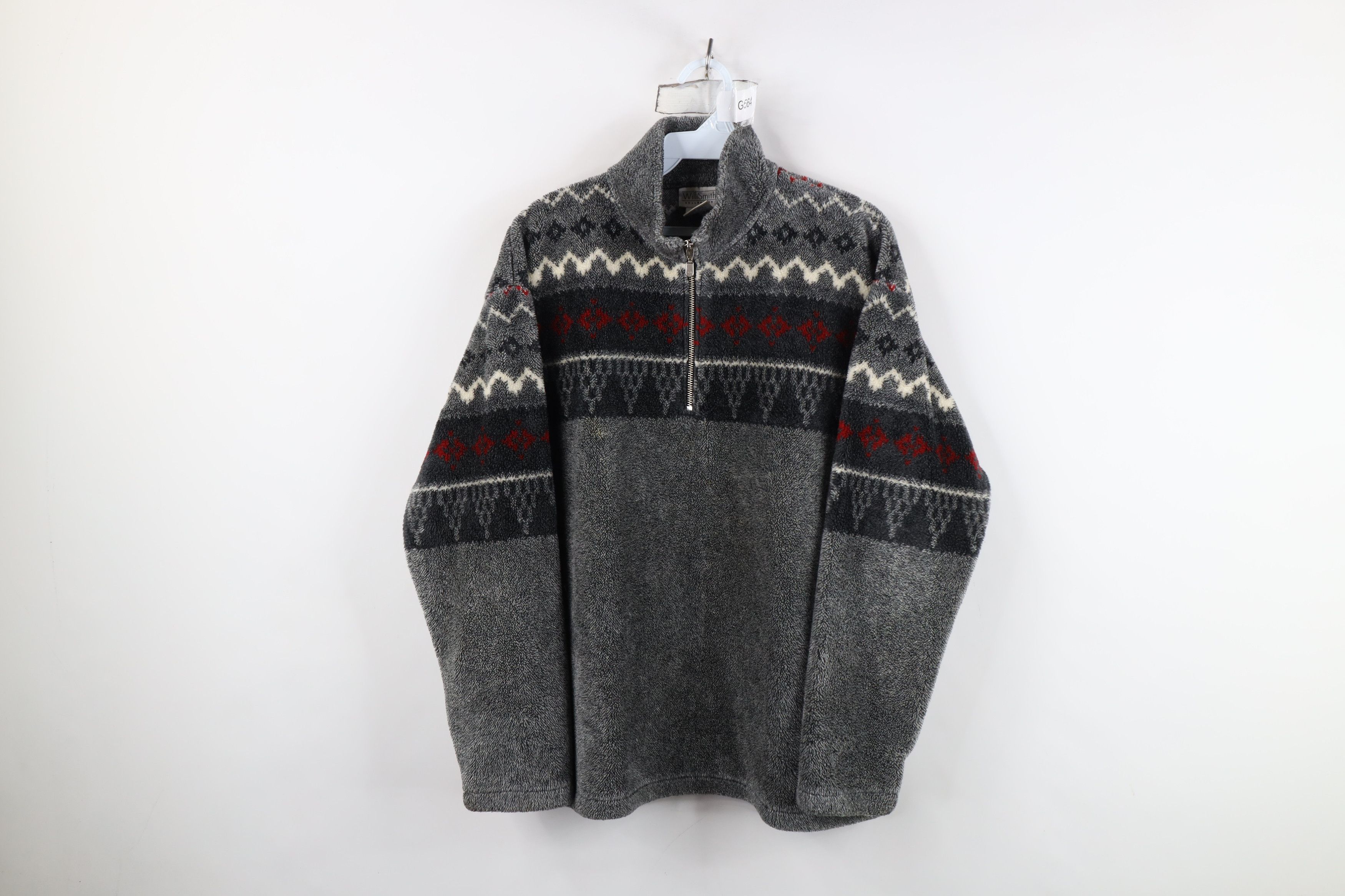 Vintage Vintage 90s Streetwear Fleece Fair Isle Half Zip Sweater Size L / US 10 / IT 46 - 1 Thumbnail