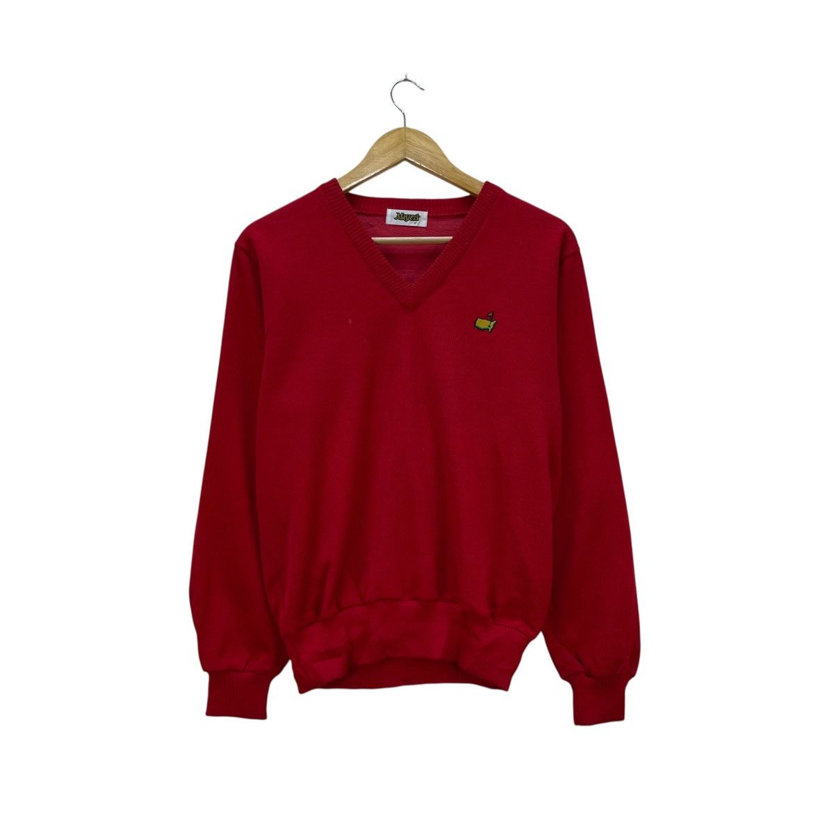 Vintage 💥 vintage 90s Masters Tournament red v-neck sweater Size US M / EU 48-50 / 2 - 1 Thumbnail