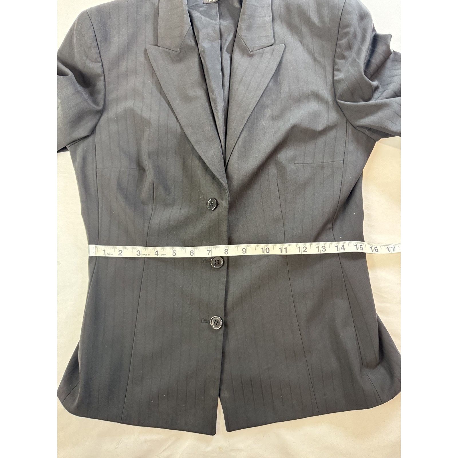 Elie Tahari Tahari Cinched Waist Blazer Black Stripe Academia Size 6 Size M / US 6-8 / IT 42-44 - 3 Thumbnail