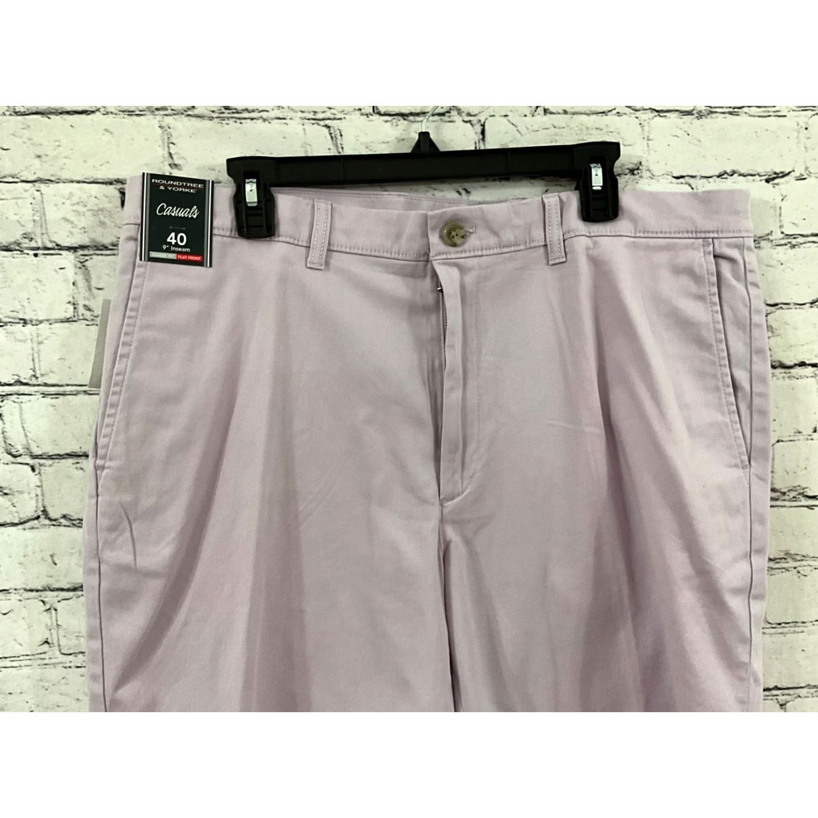 Roundtree & Yorke ROUNDTree & Yorke MENS Purple Shorts 40 NWT Zip Cotton Chino Classic Mid Rise 9in Inseam, Casual Summer Spring, Regular Mens Size US 40 / EU 56 - 3 Thumbnail