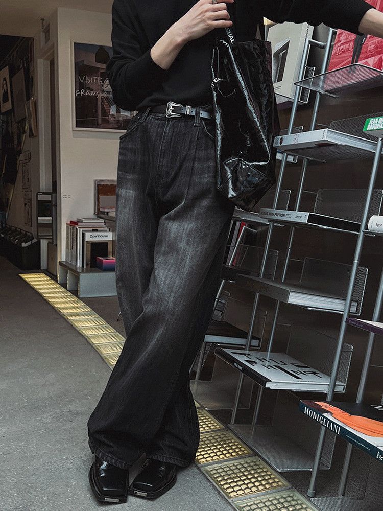 Japanese Brand × Jean Retro loose straight leg wide leg high street jeans Size US 32 / EU 48 - 2 Thumbnail