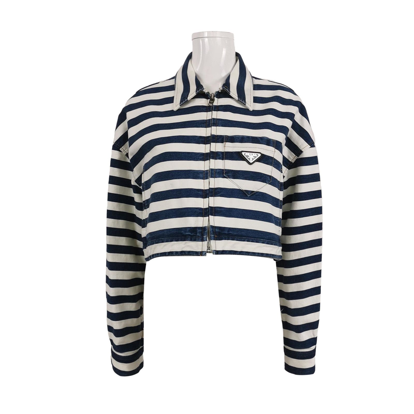 Prada Prada Striped Cotton Logo Long Sleeve Jacket - dmc Size L / US 10 / IT 46 - 1 Thumbnail