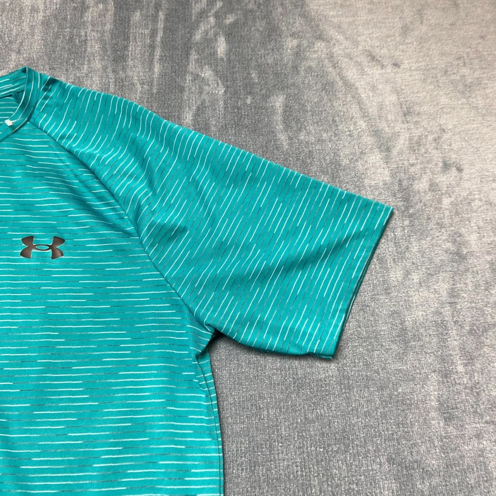 Under Armour VINTAGE Under Armour La Camiseta Tech T Shirt Mens Medium Teal Striped Raglan Sleeve Size US M / EU 48-50 / 2 - 4 Thumbnail