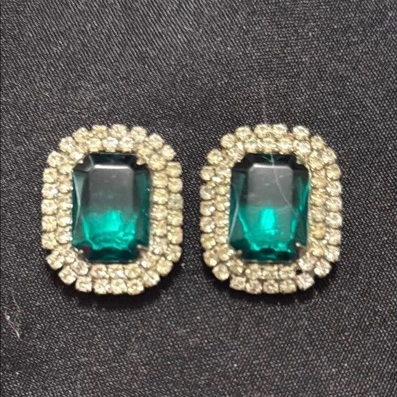 Other Green and Silver Crystal Earrings Size ONE SIZE - 1 Thumbnail