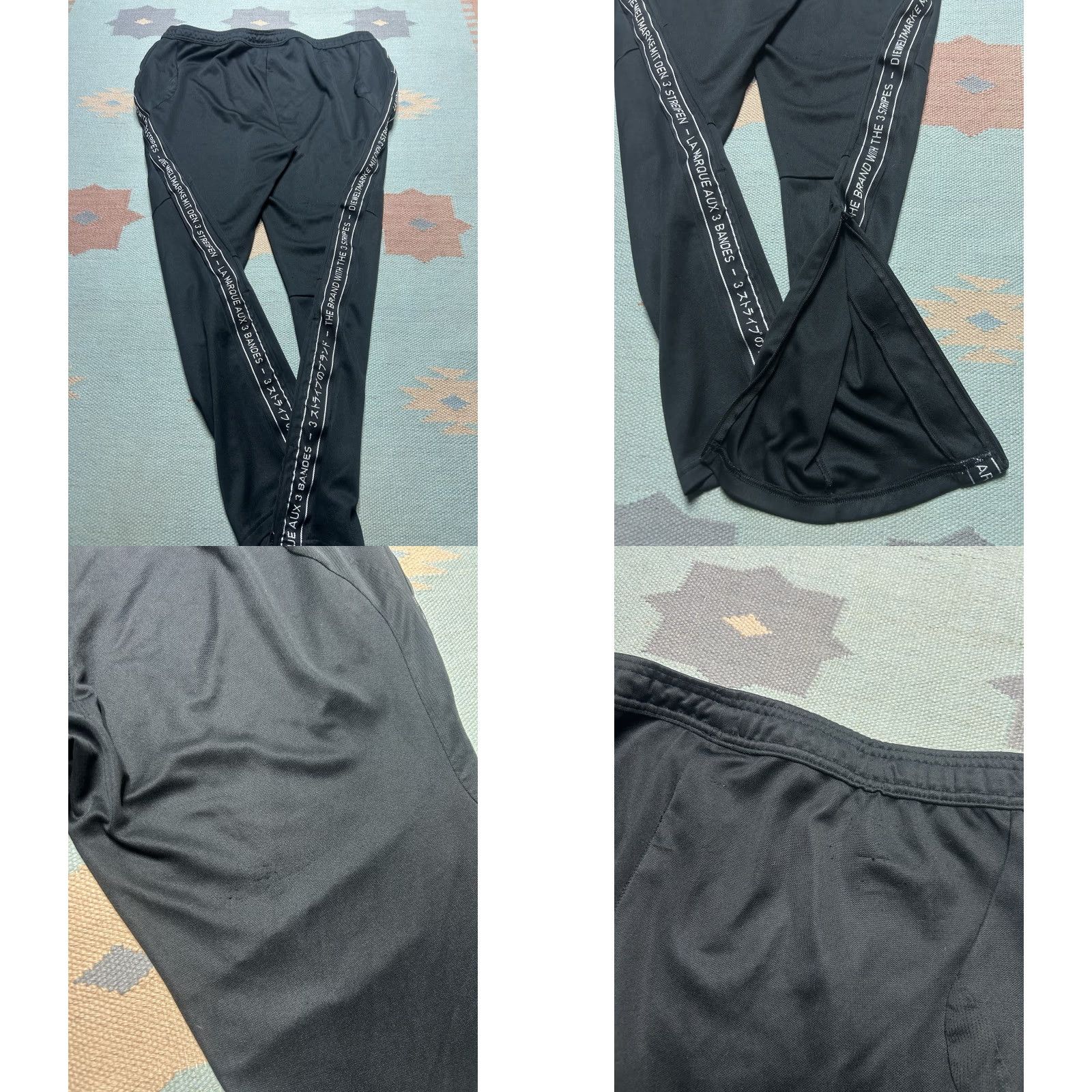 Adidas VINTAGE Adidas track pants polyester joggers black three stripes spell out men’s XL Size US 36 / EU 52 - 8 Thumbnail