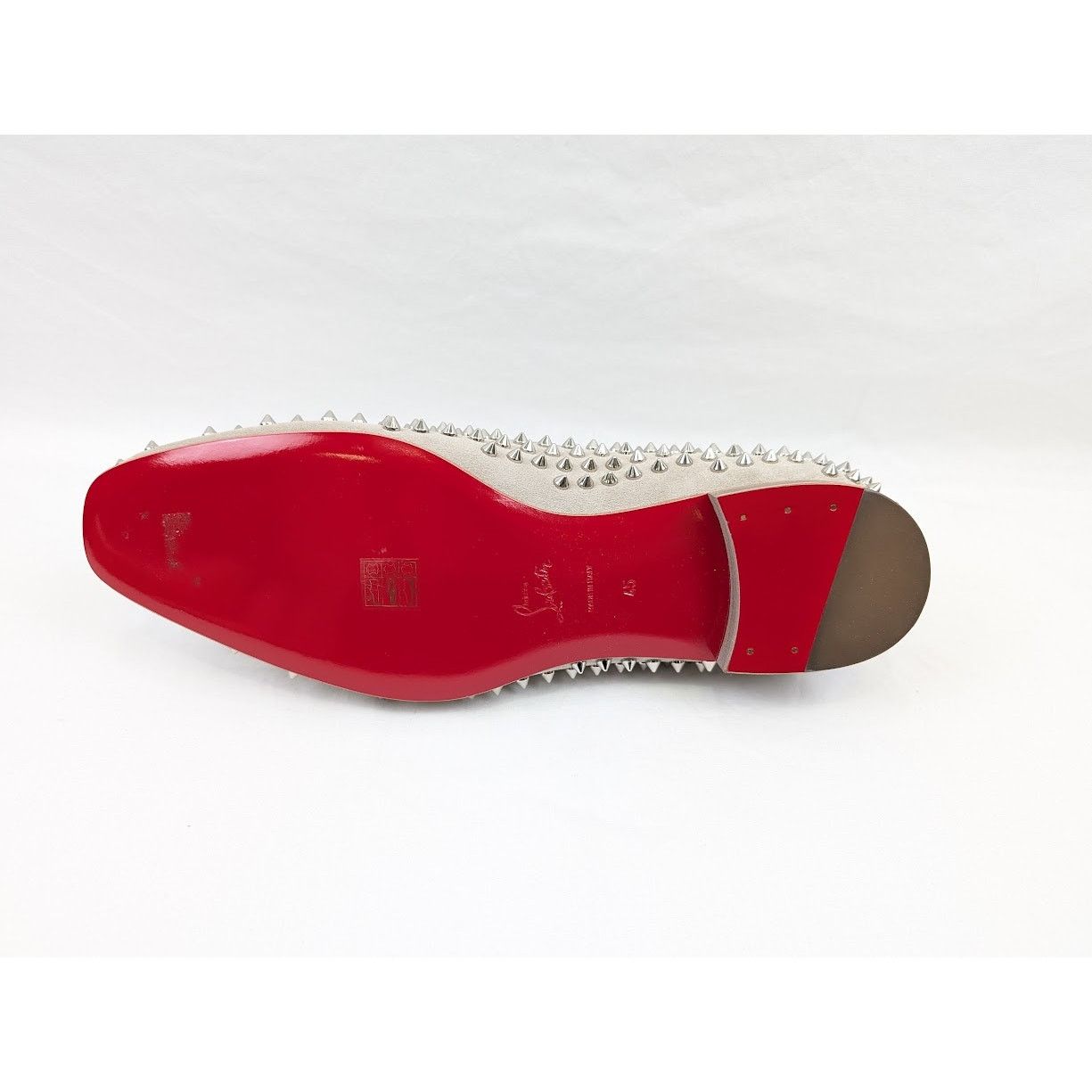 Christian Louboutin o1rshd1 Crosta Dandelion Spikes Flat Shoes in Goose/Silver Size US 12 / EU 45 - 11 Thumbnail