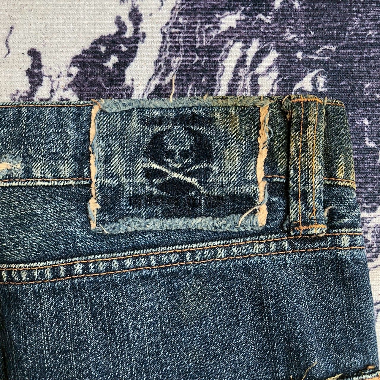Mastermind Japan Vintage Mastermind JAPAN Distressed Gold Thread Denim Size US 37 - 13 Thumbnail