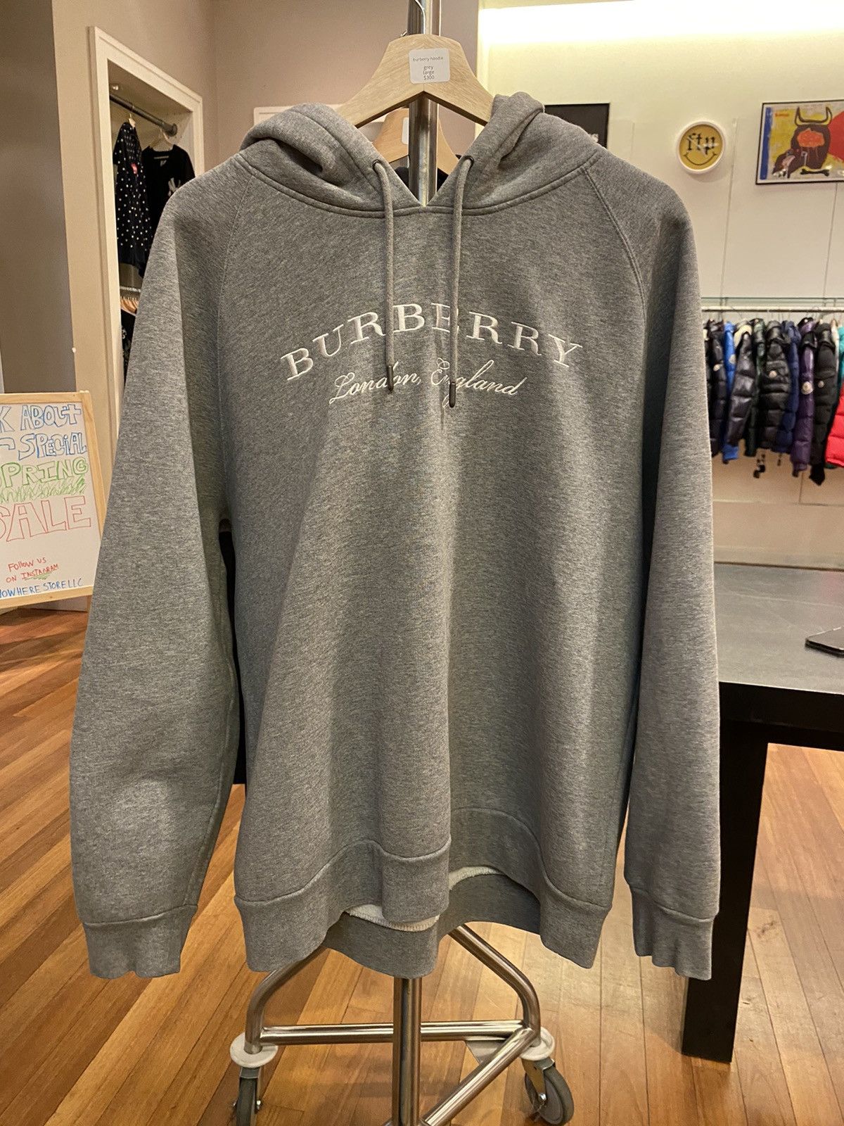 image of Burberry Hoodie L in Grey, Men's (Size Large)