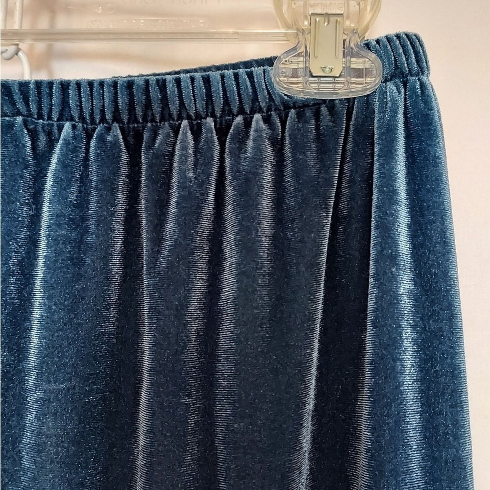 Other Turquoise Teal Blue Velour Velvet Straight Lace Pajama Pants Size 42" / US 20 - 3 Thumbnail