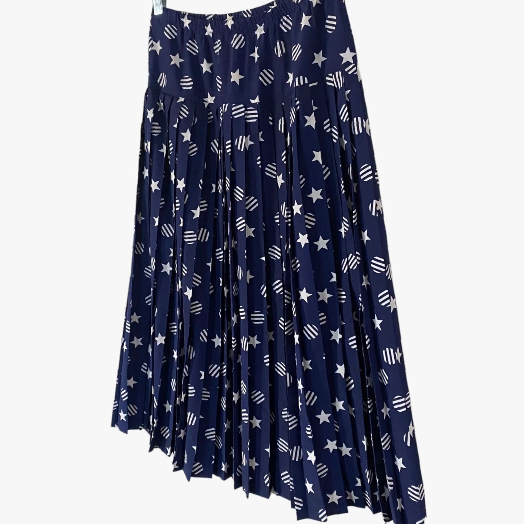 Vintage VINTAGE Castleberry High-Waisted Pleated Midi Skirt Womens 4 Blue Star Print USA Size 27" / US 4 / IT 40 - 2 Thumbnail