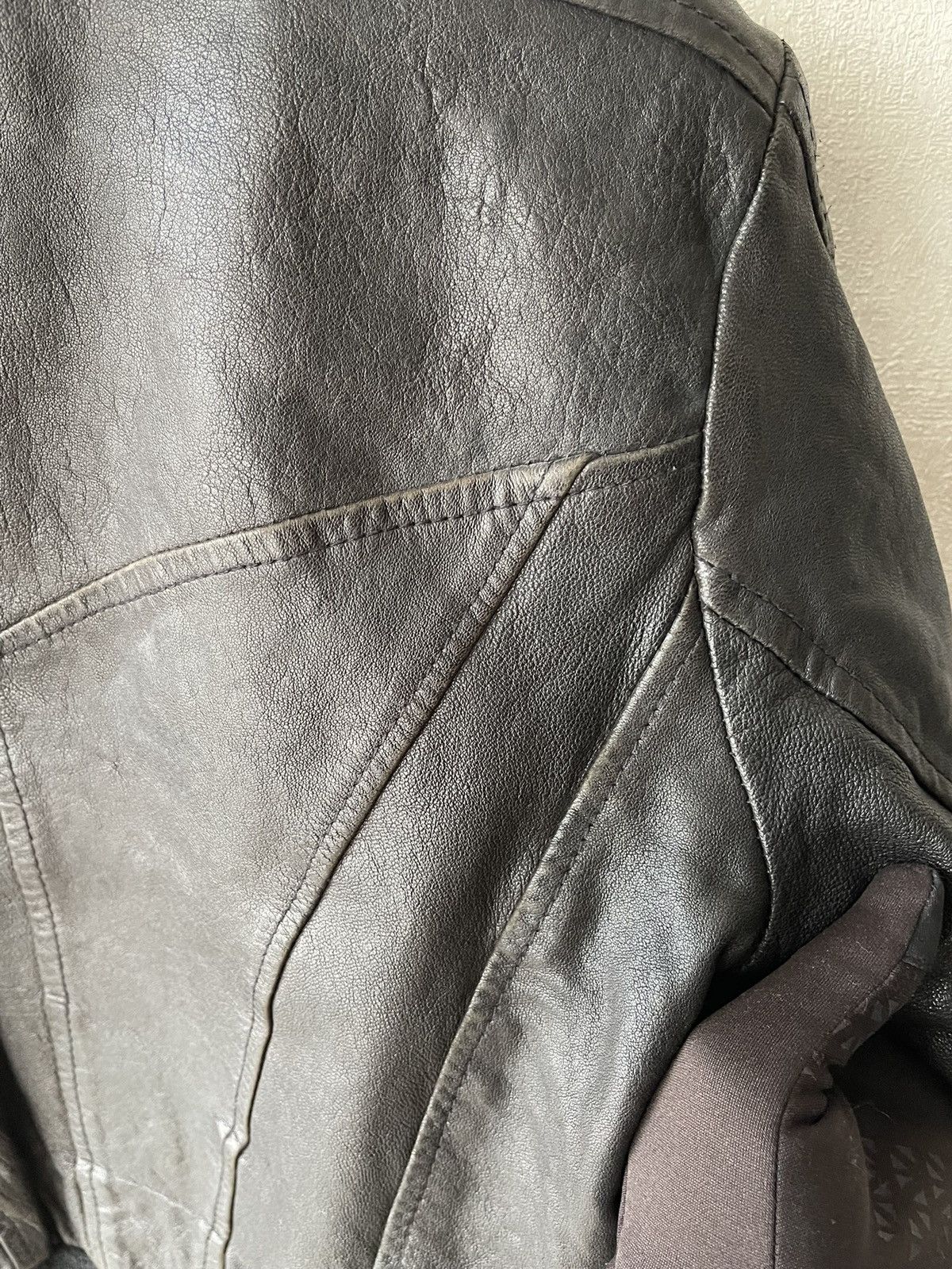 Imperial Vintage IMPERIAL Cropped Black Leather Bomber Jacket Italy Size S / US 4 / IT 40 - 21 Thumbnail