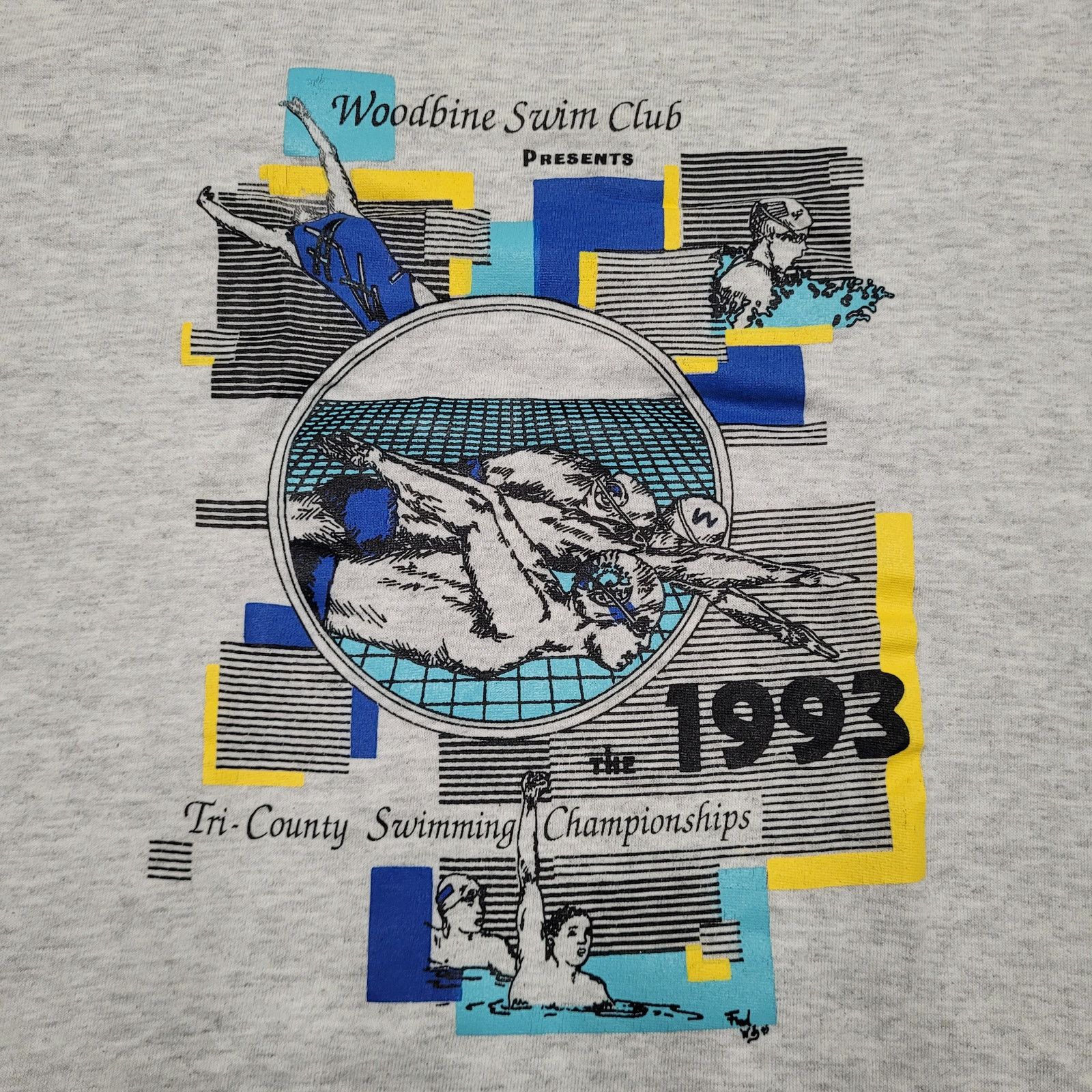 Jerzees VTG 1993 Woodbine Swim Club T-Shirt Mens Small Single Stitch Size US S / EU 44-46 / 1 - 2 Thumbnail
