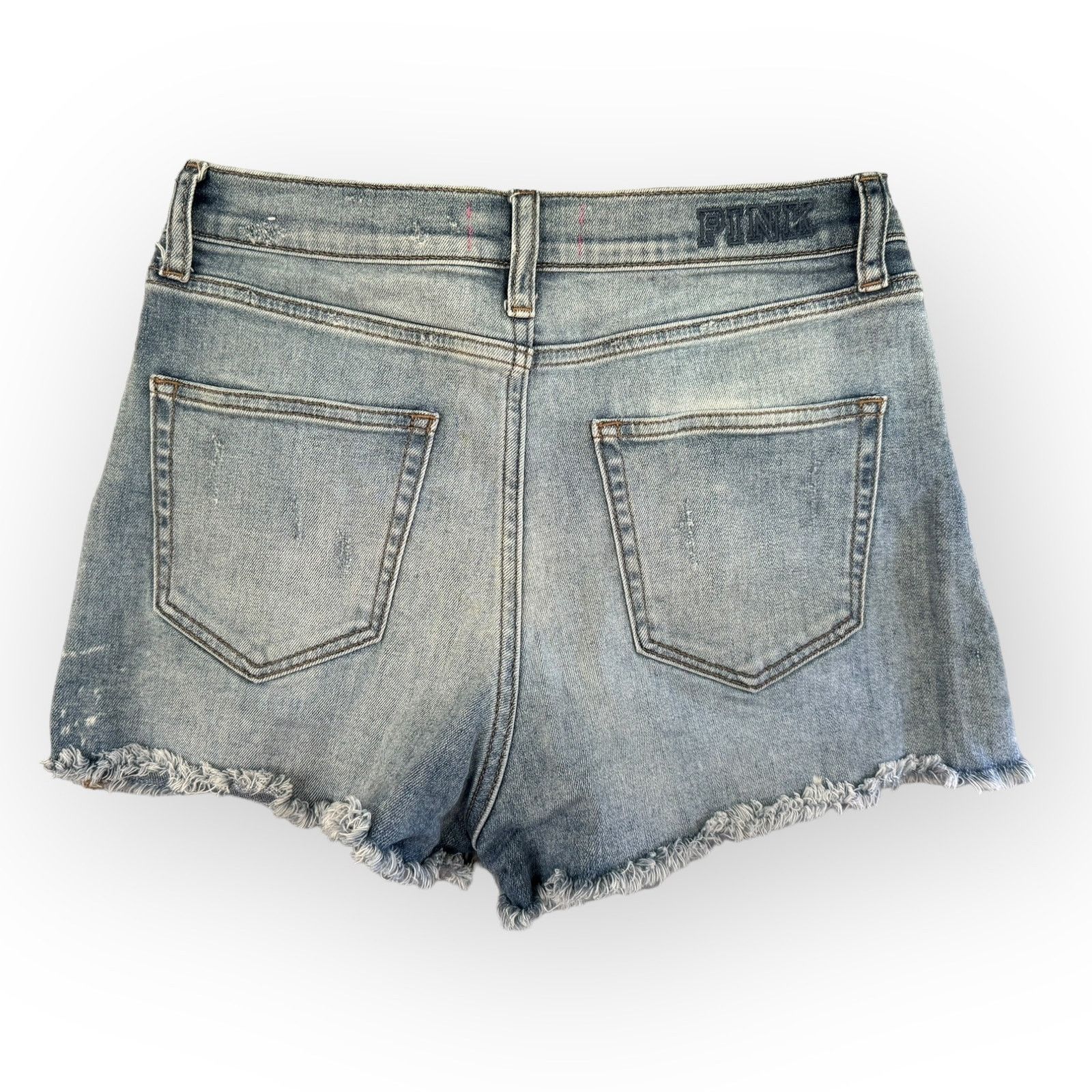 Pink VS PINK Distressed High Waisted Cutoff Faded Jean Shorts 10 Size 32" / US 10 / IT 46 - 5 Thumbnail