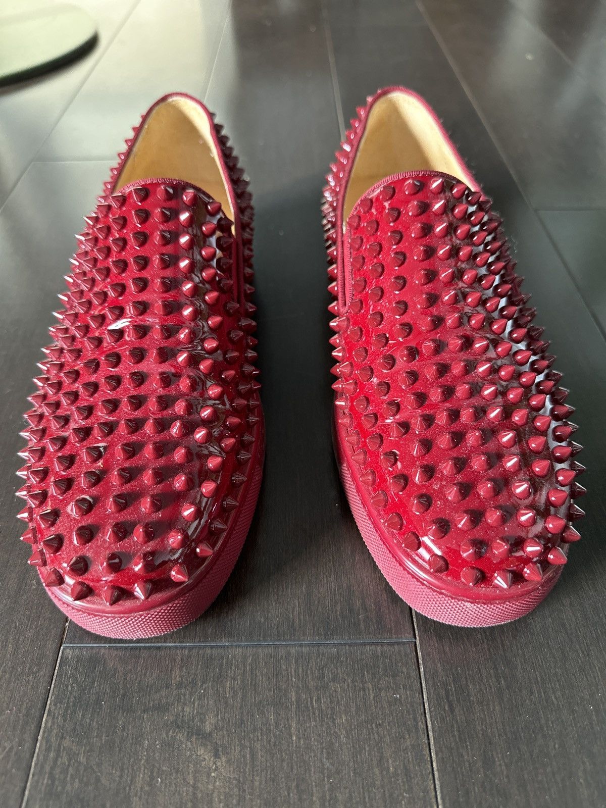 Christian Louboutin Roller boat flat patent leather spiked shoes Grailed