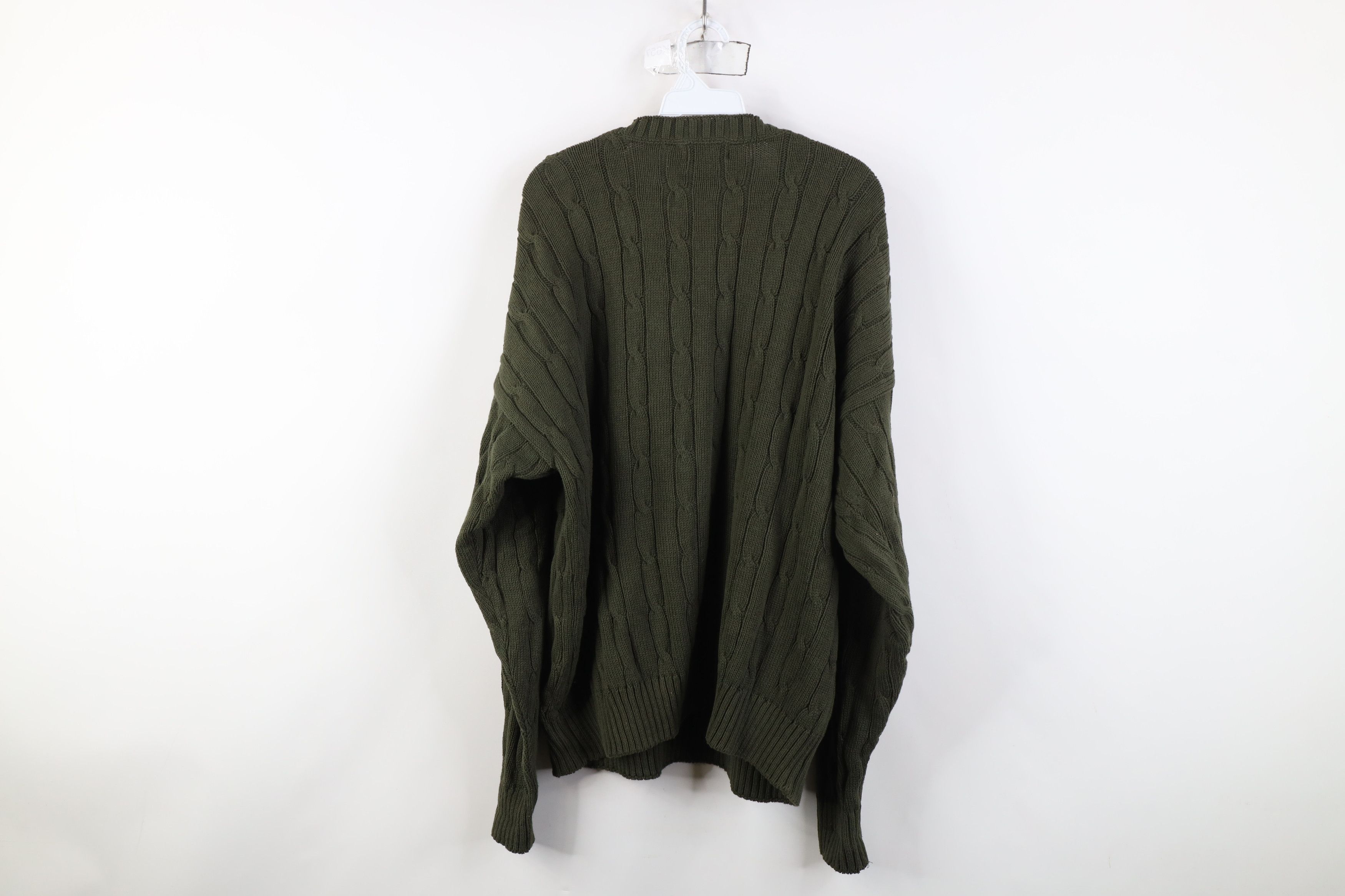 Vintage 90s Izod Chunky Knit Crewneck Sweater Green USA