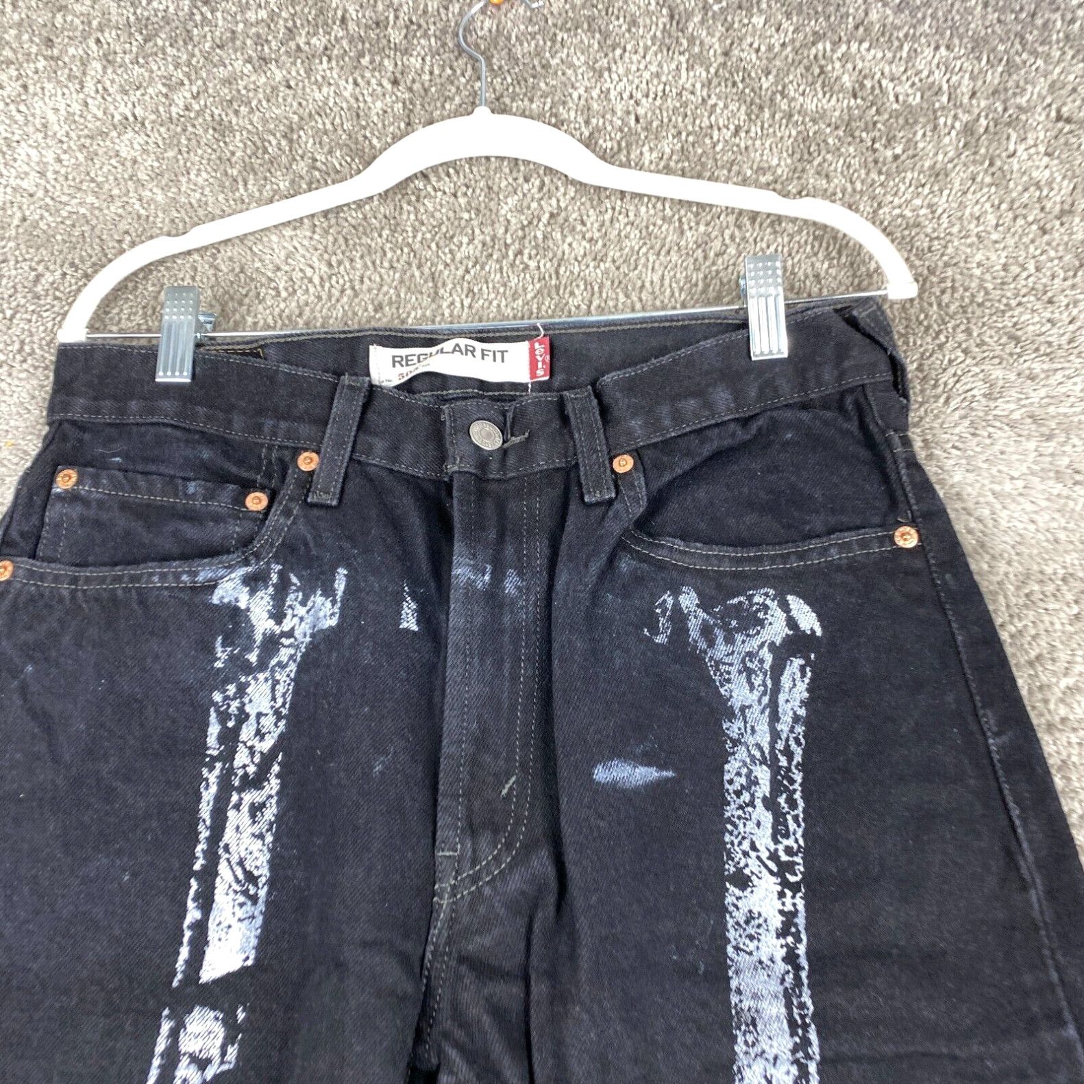 Levi's Levi's 505 Regular Fit Straight Jeans Men's Size W32xL34 Black Bone Print Size US 32 / EU 48 - 2 Preview