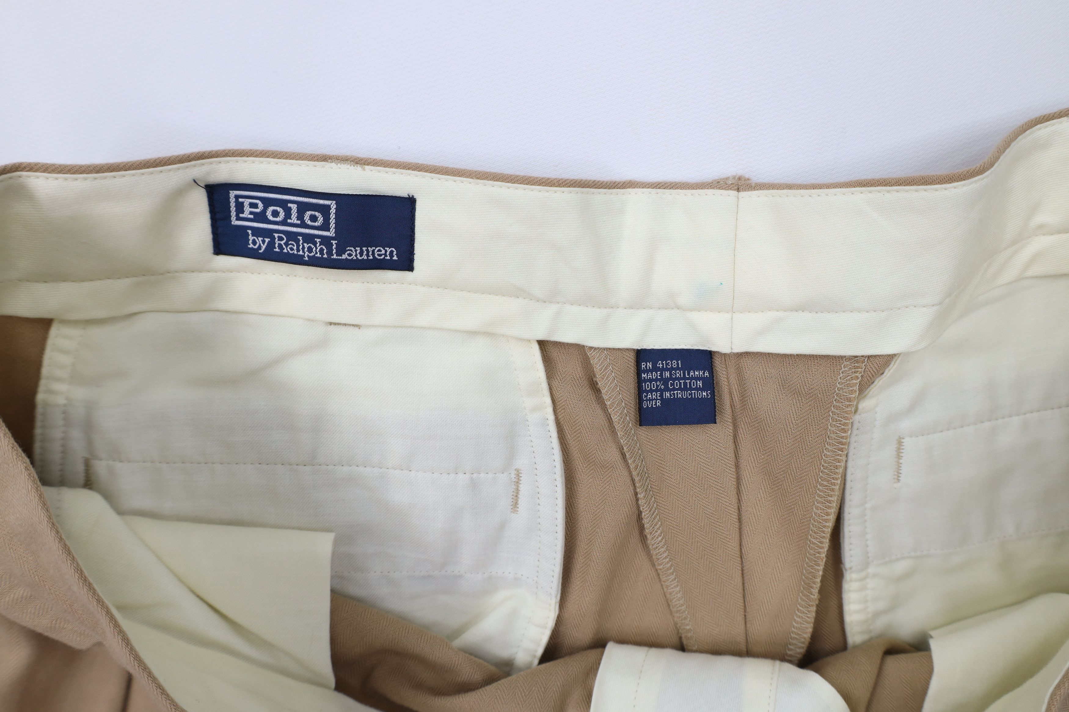 Ralph Lauren Vintage 90s Ralph Lauren Wide Leg Chino Pants Beige Cotton Size US 38 / EU 54 - 6 Thumbnail