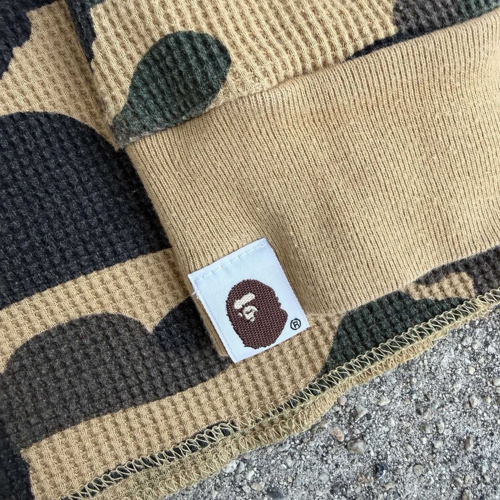 Bape A Bathing Ape Bape Camo Waffle Knit Thermal Henley Shirt Size US L / EU 52-54 / 3 - 4 Thumbnail