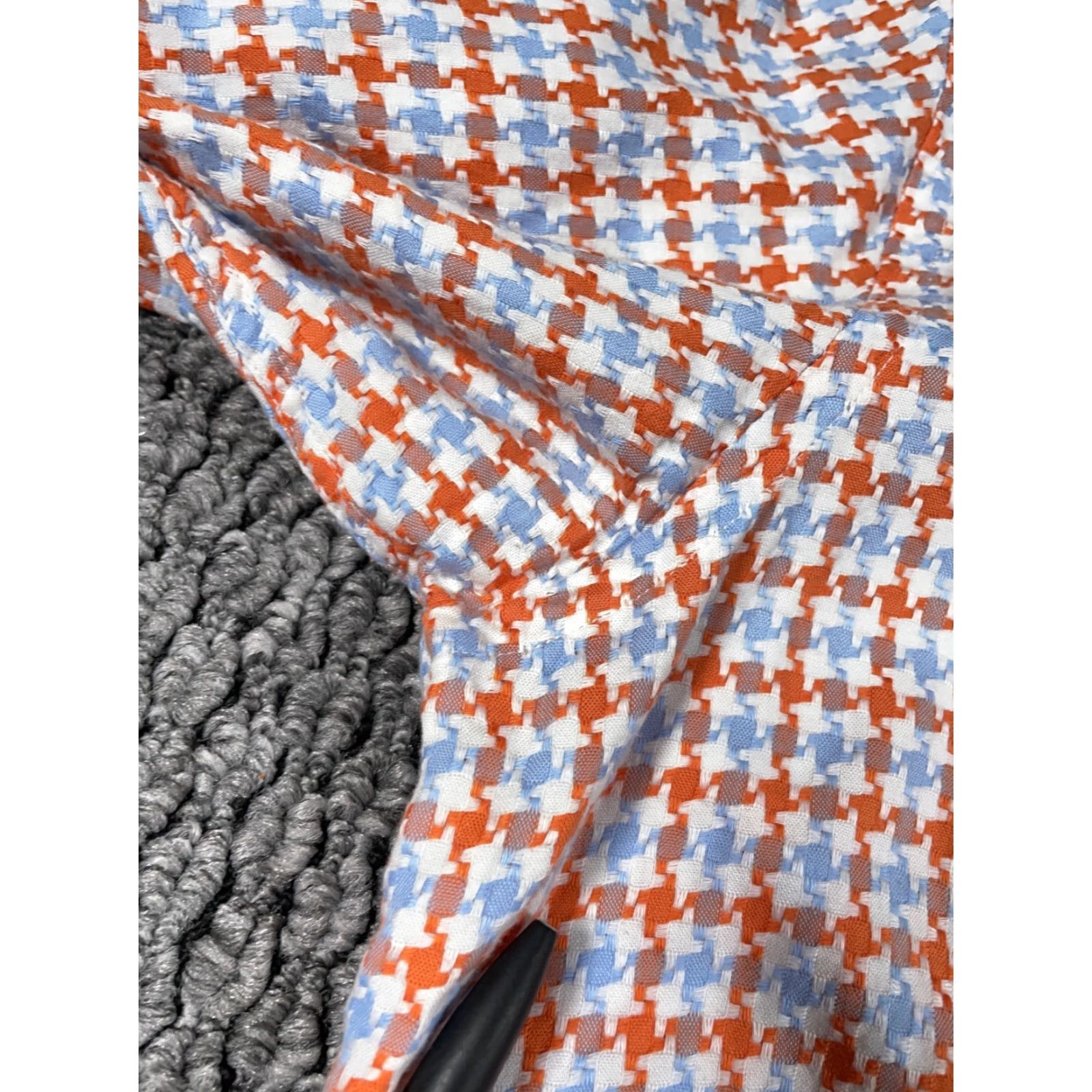 Luchiano Visconti VINTAGE Visconti Flip-Cuff Shirt Men XL Orange Blue Houndstooth Paisley Trim Button-Down Cotton Shirt Size US XL / EU 56 / 4 - 4 Thumbnail