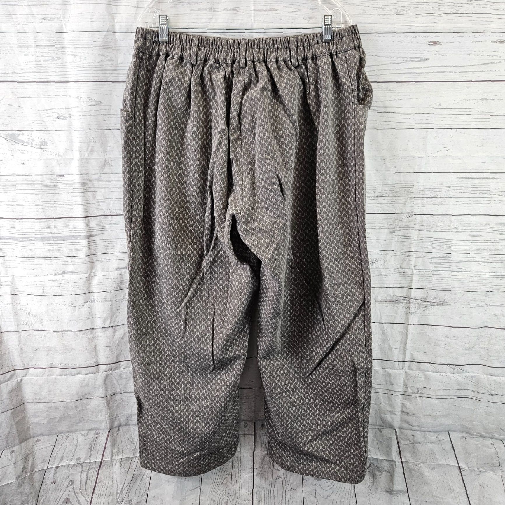 Vintage Buykud Womens Wide Leg Pants 2XL Gray Pull On High Rise Inseam 27.5in Cotton Patches Printed Vintage No Size 40" / US 18 - 4 Thumbnail