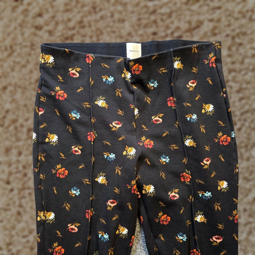 Vintage Maeve Pants Womens Black Flare Crop Ankle Floral Stretch Casual Size 32" / US 10 / IT 46 - 1 Thumbnail