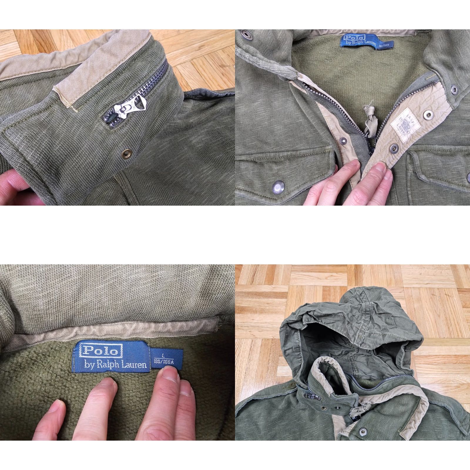 Ralph Lauren RALPH LAUREN POLO MILITARY STYLE HOODED RUGBY SHIRT SZ LARGE SHIRT Men Hooded Green Cotton Knit 90s Western Style Polo Rugby Size US L / EU 52-54 / 3 - 8 Thumbnail