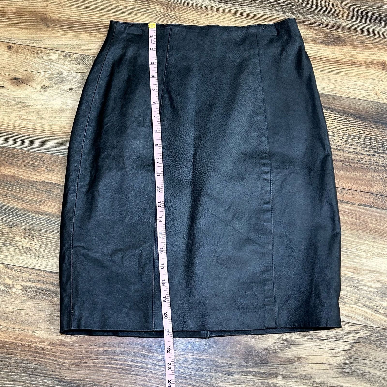 Vintage Vintage Black Leather Pencil Skirt 80s Rock Office Siren Size 26" / US 2 / IT 38 - 5 Thumbnail