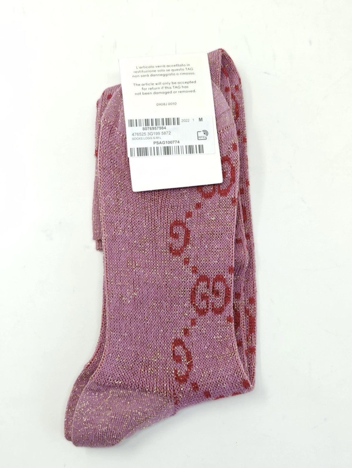 Gucci Gucci Pink GG Monogram Glitter Socks Size ONE SIZE - 2 Thumbnail