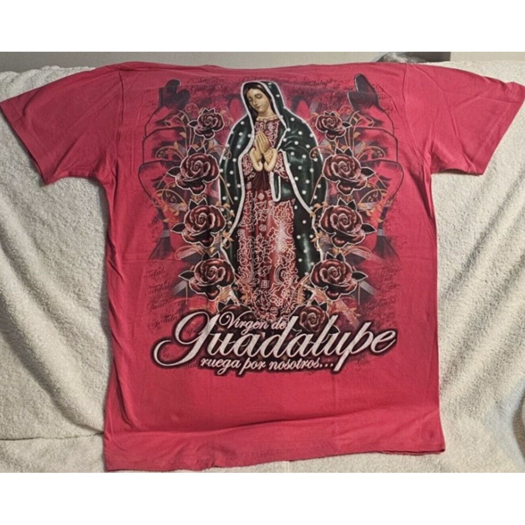 Vintage Virgin Mary Guadalupe Rose Women's T Shirt Extra Large XL Size US XL / EU 56 / 4 - 1 Thumbnail