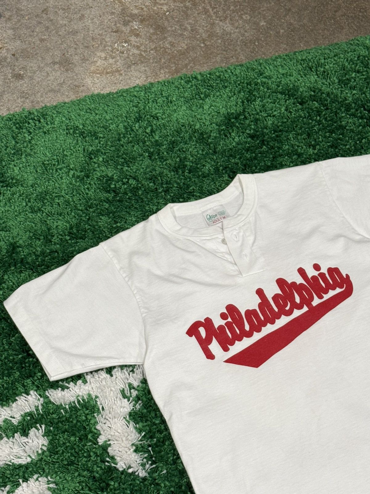 Vintage RARE Vintage Philadelphia 5 Logo White Henley Button Tee Size US M / EU 48-50 / 2 - 2 Thumbnail