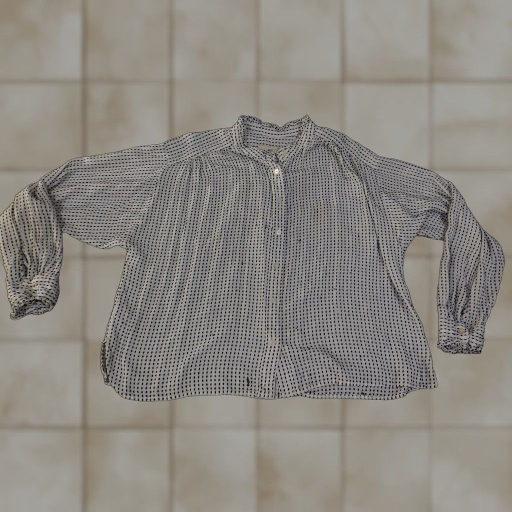 Ann Taylor LOFT Blouse Womens L White Black Polka Dot Lightweight Casual Shirt Girls Mens Size L / US 10 / IT 46 - 1 Thumbnail